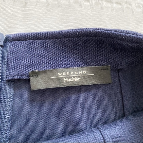 MAX MARA WEEKEND NAVY TEXTURED HIGH RISE SOFT KNIT PENCIL SKIRT - Picture 5 of 9